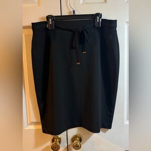 NYC Black Pencil Skirt with Tie Detail